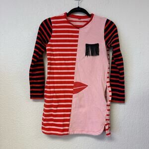 Stella McCartney Kids Colorblock Stripe Long Sleeve Dress Pink Red 12 Years